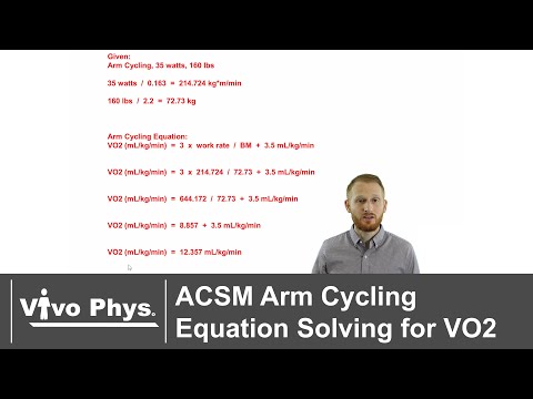 ACSM Arm Cycling Equation Solving for Oxygen Consumption - VO2