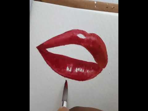 Lips Painting|Gouache lip painting