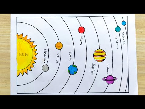 Solar system drawing easy | How to draw solar system easy | Solar system science project