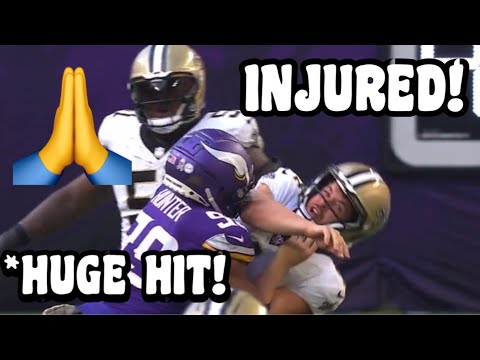 Derek Carr INJURED/CARTED OFF after ‘HUGE’ HIT! 😨 Saints Vs Vikings 2023 highlights