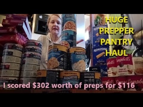 HUGE PREPPER PANTRY HAUL ~  I GOT $302 WORTH OF FOOD FOR LESS THAN $120!!!  Stockpile on a Budget!