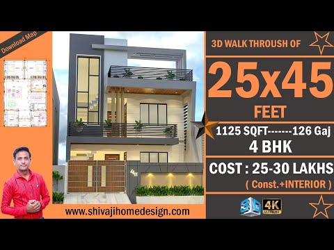 🏡 25*45 House Design 3D | 1,125 Sqft | 5 BHK | East Face | 8x14 Meters #ShivajiHomeDesign