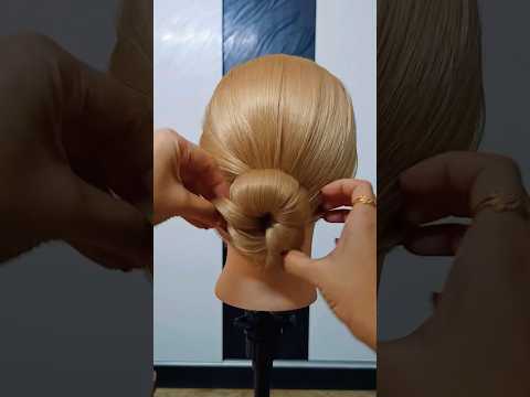 Easy twisted tiny bun for air hostess #hairstyletutorial #shortsvideo