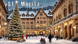 ST. MORITZ 🇨🇭🎄❄️A Magical Christmas Evening Walk Tour in St. Moritz, Switzerland❄️4K 50p