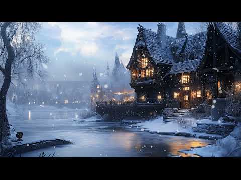 Medieval House By The River On A Snowy Day | Calming Celtic Music To Help You Find Peace, Relaxation