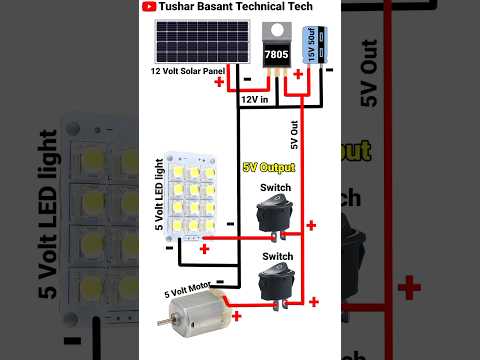 12 Volt Solar Panel To Convert 5 Volt 7805 IC Connection #shorts