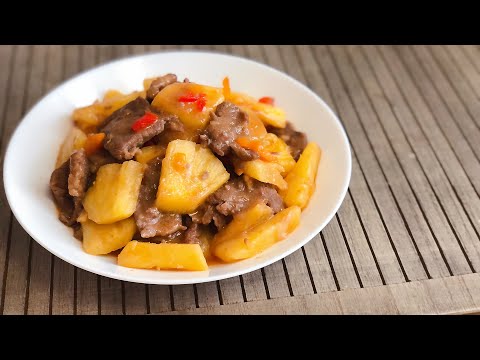 菠萝炒牛肉 pineapple Beef/牛肉のパイナップル炒め/파인애플을 곁들인 쇠고기 볶음/لحم بقري مقلي مع الأناناس