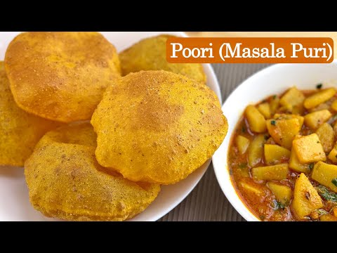 Poori Recipe - Masala Puri with Potato Curry - Soft and Puffed Puri