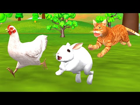 खरगोश मुर्गी और होशियार बिल्ली नैतिक कहानी - Panchatantra Moral Stories - 3d Stories In Hindi