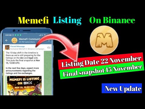 Memefi listing On 22 November | Memefi Listing OKX Update | Final Snapshot 15 November |