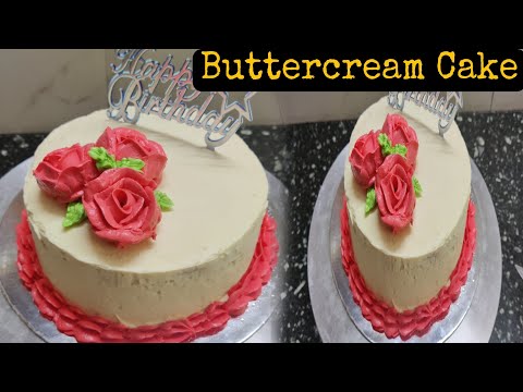 Buttercream Cake without oven | Celebration cake recipe without oven |