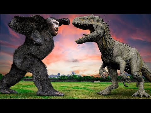 Kong 2 Rescues People From Indominus Rex | Kingdom of the Planet of the Apes VS Jurassic Park 4