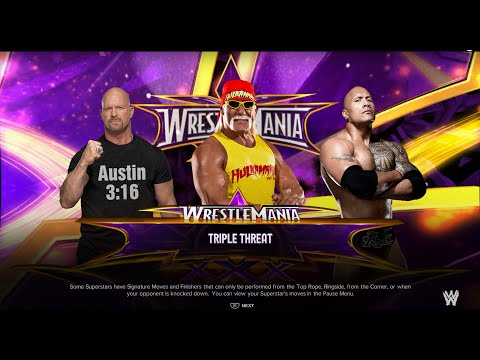 WWE 2K24 HULK HOGAN VS. STONE COLD STEVE AUSTIN VS. THE ROCK TRIPLE THREAT WRESTLEMANIA MATCH!