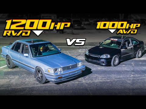 1260HP Stick Shift "Family Sedan from Hell" VS 1000HP AWD Honda Civic!