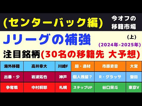 ⑤【Jリーグ：今オフの補強(CB編)】移籍市場の注目銘柄(30名)を挙げてみた。 (上)