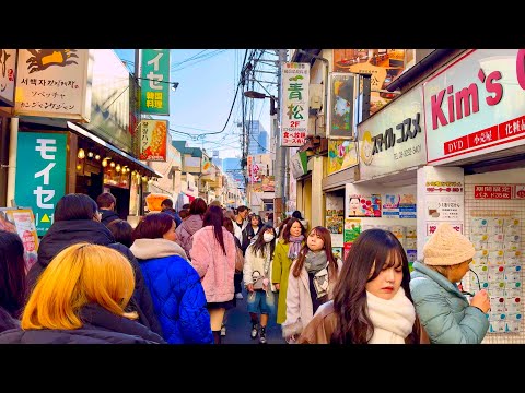 [4K] Walking Tour From Shin-Okubo to Shinjuku. Tokyo, Japan.