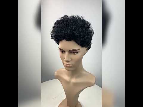 Synthetic Man Wigs Natural Black Short Curly For Men Wigs With High Temperature Fiber Daily Wear Cu