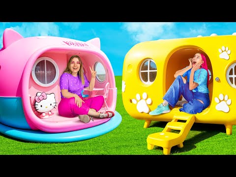 We Build Secret Capsule Rooms / We Build a Tiny House for Lady Bug And Hello Kitty!