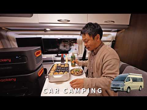 [Winter car camping] Heavy rain, all-electric after a series of incidents. Hiace camper. 188