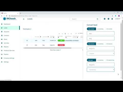 Inctouch CRM Convert a Lead