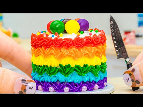 How To Make Beautiful Miniature Colorful Cake 🌈 Miniature Rainbow Chocolate Cake Decorating Ideas