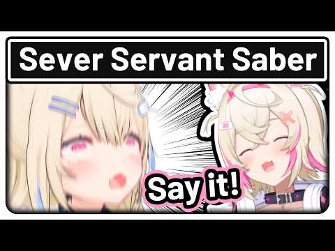 Fuwawa struggles to say "Sever Servant Saber" 【Hololive EN】