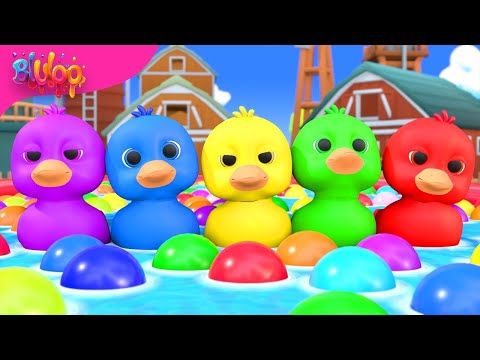 Five Little Ducks Song | Colorful Ducks | BluLoo Nursery Rhymes & Kids Songs