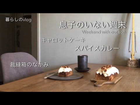 息子のいない週末/ひとり晩酌/オープンサンド/裁縫箱のなかみ/エプロン作り/スパイスカレー/しらすパスタ/キャロットケーキ【団地暮らし】#18