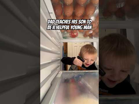 Toddler cleans the fridge #shorts  #fatherson