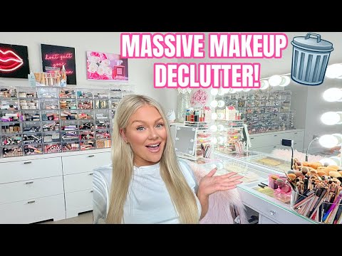 *HUGE* MAKEUP DECLUTTER & ORGANIZATION 2024 😱 GETTING RID OF ALL MY MAKEUP | KELLY STRACK