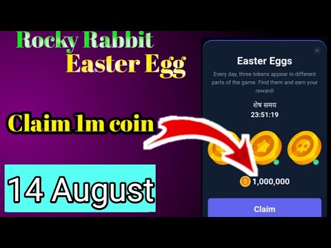 14 August Rocky Rabbit Easter Egg | 1m coin combo| Rocky rabbit Easter egg today | Easter egg |