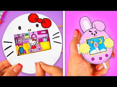 Тамагочи своими руками из бумаги или мини дом для Hello Kitty