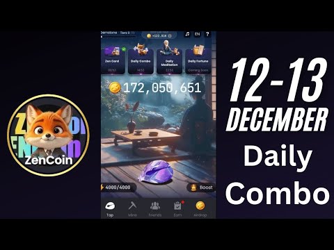 Zen coin daily combo 12 December | Zen coin today combo cards 12 December | Zen coin airdrop