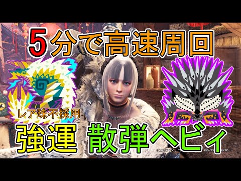 【MHWI】レア珠なしでも5分周回!! 強運散弾ヘビィ(鳴神、悉ネギ)【モンハンワールドアイスボーン】「ゆっくり実況」