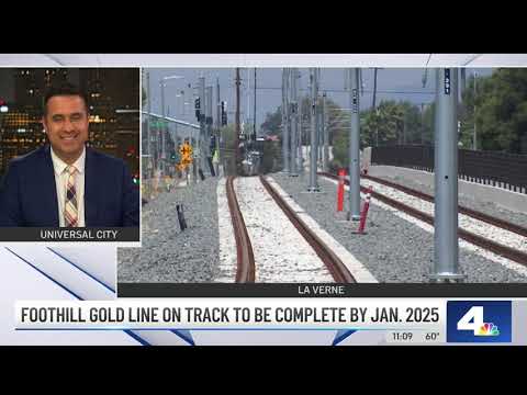 NBC 4 Coverage of Foothill Gold Line Track Completion Ceremony