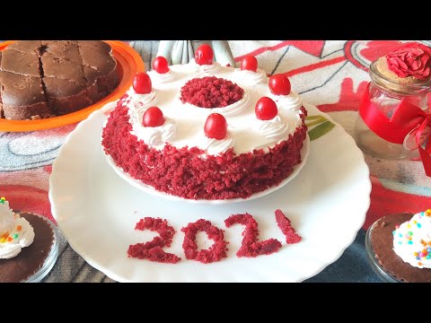 Eggless Red Velvet cake in Pan