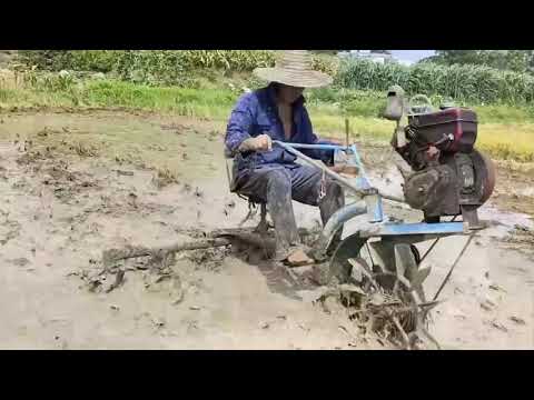 Small and easy-to-operate single-wheel paddy field tillage machine/paddy field trimmer