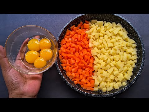 Try this EGG, POTATO & CARROT Breakfast recipe. Few people know this trick! No Oven. ASMR.