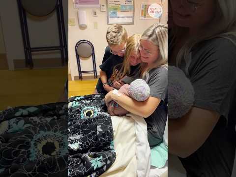 Brother and sister overwhelmed with emotions meeting newborn sibling | Humankind #shorts #goodnews