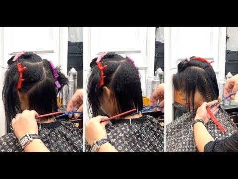 How to cut a Basic Layered Bob Haircut for Women | Bob Hair Cutting Techniques