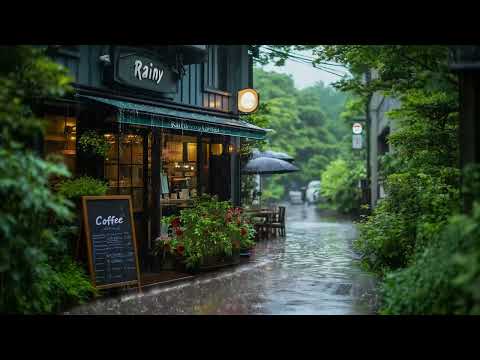 Soothing Rainfall Outside Beautiful Coffee Shop 🌧️ Rain Sounds to Ease Stress and Support Focus 🎧