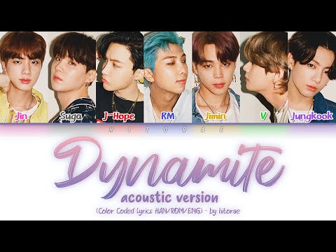 BTS - Dynamite (Acoustic Remix) Color Coded Lyrics