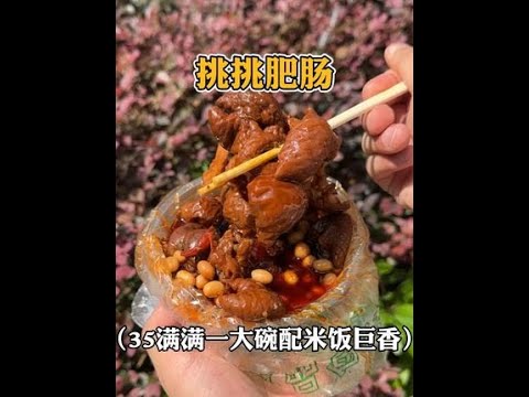 重庆街头的挑挑肥肠，35一满满一碗配上大米饭香迷糊了。