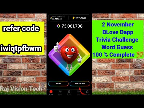 2 November 2024 Blove Dapp Trivia Challenge And Word Guess 100% Complete | #blovedapp