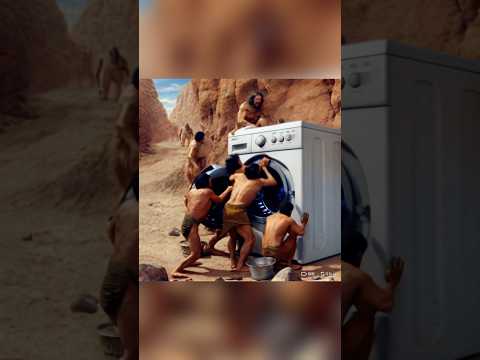 The Behind the scenes of “What If a Caveman Found a Washing Machine” #funny #ai