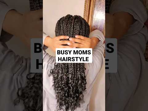 Busy moms hairstyle #busymomlife #busymom #momhacks #asmrhair #hairtutorial #boxbraids #boxing