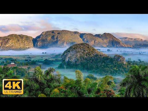 4k Flying Over The World with Relaxation Music