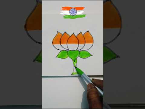 Indian Flag 🇮🇳 Drawing On Lotus | independence day Art | #shorts