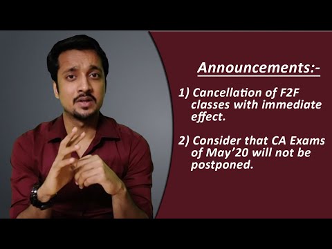 Cancelling F2F CA Classes Because of Coronavirus | Don't Speculate Postponement of CA Exams