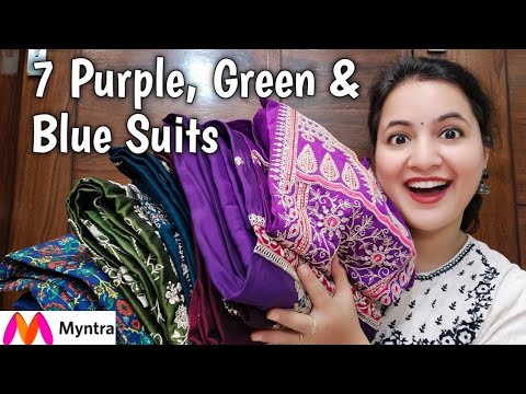 PURPLE, BLUE and GREEN Kurta Sets at 82% off From MYNTRA / MYNTRA Suit Sets Haul /Neema's  Talk